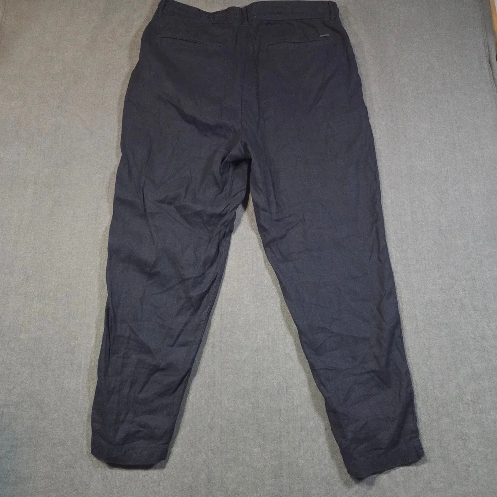 Porter & Ash Linen Blend Pants Mens XL Navy Blue Drawstring Trousers Casual